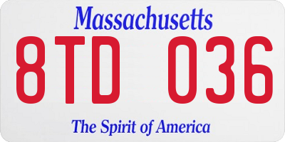 MA license plate 8TD036