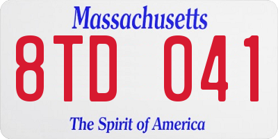 MA license plate 8TD041