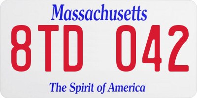 MA license plate 8TD042