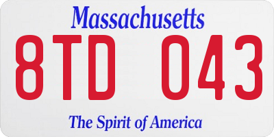 MA license plate 8TD043