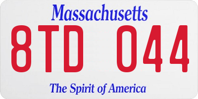 MA license plate 8TD044