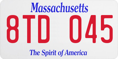 MA license plate 8TD045