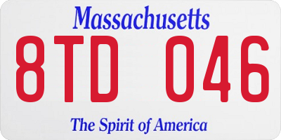 MA license plate 8TD046
