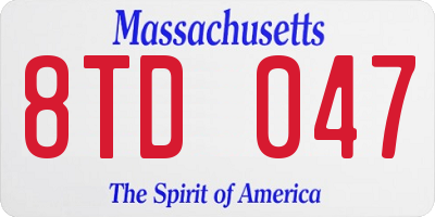 MA license plate 8TD047