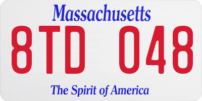 MA license plate 8TD048