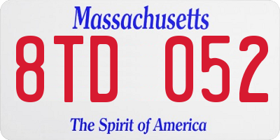 MA license plate 8TD052