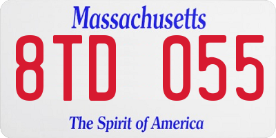 MA license plate 8TD055