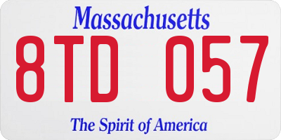 MA license plate 8TD057