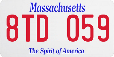 MA license plate 8TD059