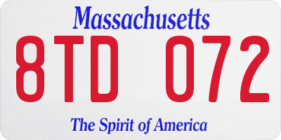 MA license plate 8TD072