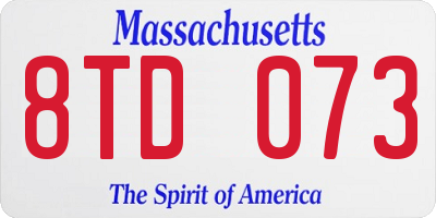 MA license plate 8TD073