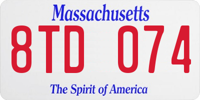 MA license plate 8TD074