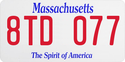 MA license plate 8TD077