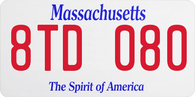 MA license plate 8TD080