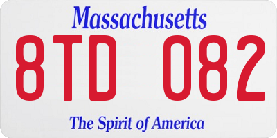 MA license plate 8TD082