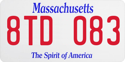 MA license plate 8TD083