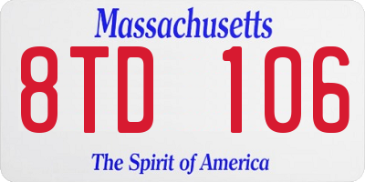 MA license plate 8TD106