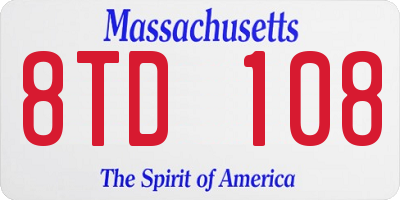 MA license plate 8TD108