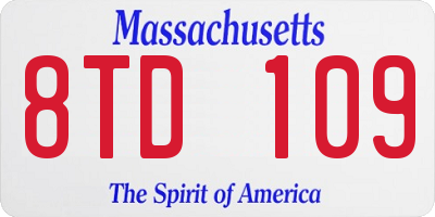 MA license plate 8TD109