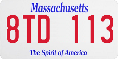 MA license plate 8TD113