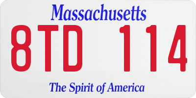 MA license plate 8TD114