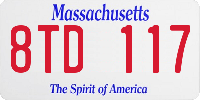 MA license plate 8TD117