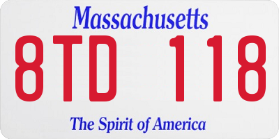 MA license plate 8TD118