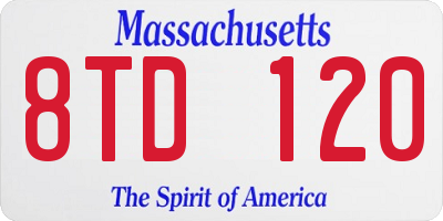 MA license plate 8TD120