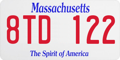 MA license plate 8TD122