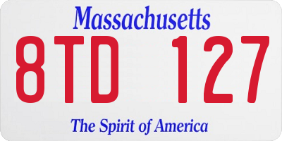 MA license plate 8TD127