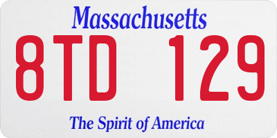 MA license plate 8TD129