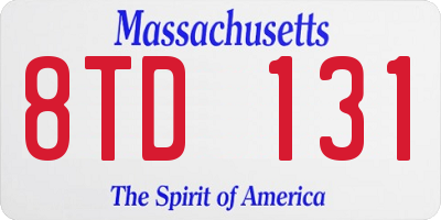 MA license plate 8TD131