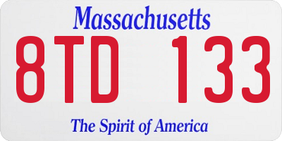 MA license plate 8TD133