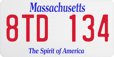 MA license plate 8TD134