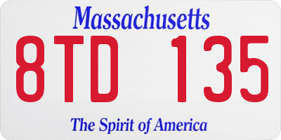 MA license plate 8TD135