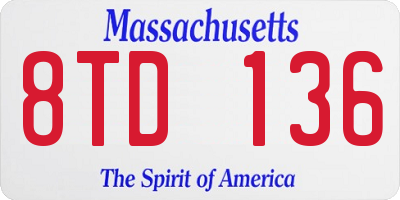 MA license plate 8TD136