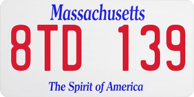 MA license plate 8TD139