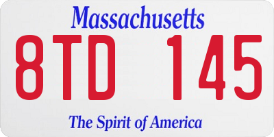 MA license plate 8TD145