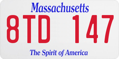 MA license plate 8TD147