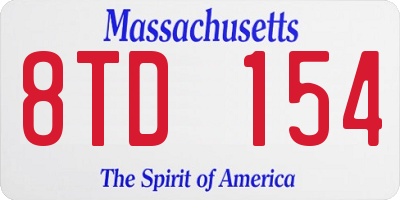 MA license plate 8TD154