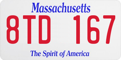 MA license plate 8TD167