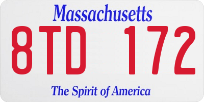 MA license plate 8TD172