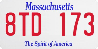 MA license plate 8TD173