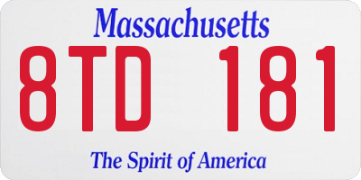 MA license plate 8TD181