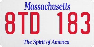 MA license plate 8TD183