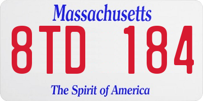 MA license plate 8TD184