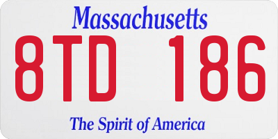 MA license plate 8TD186