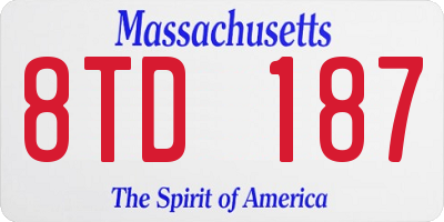 MA license plate 8TD187