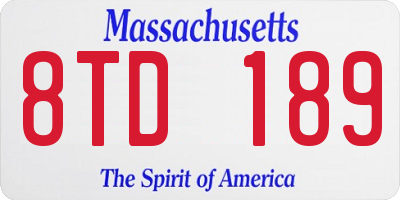 MA license plate 8TD189