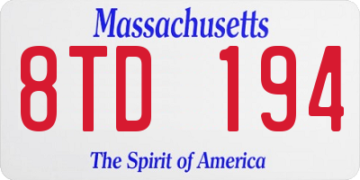 MA license plate 8TD194